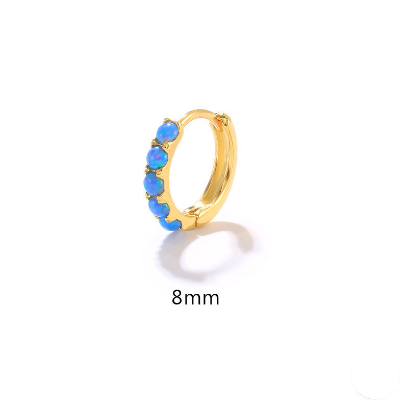 Boucles d'oreilles créoles Olivenorma en argent sterling S925 avec opale