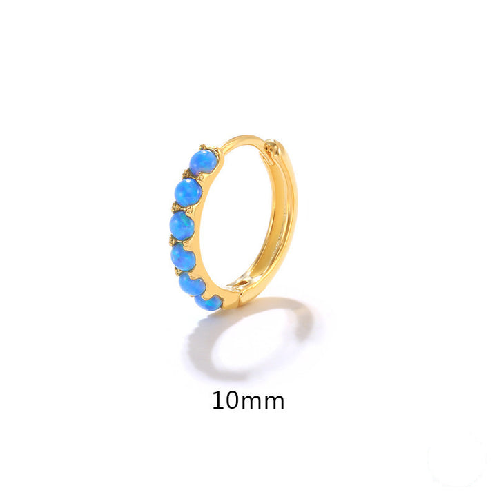 Boucles d'oreilles créoles Olivenorma en argent sterling S925 avec opale