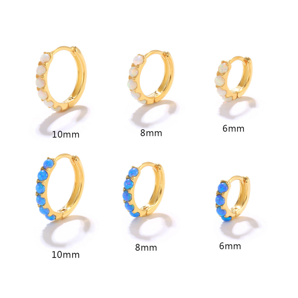 Boucles d'oreilles créoles Olivenorma en argent sterling S925 avec opale