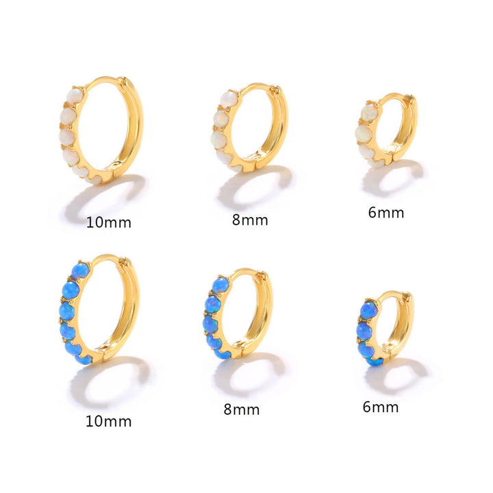 Boucles d'oreilles créoles Olivenorma en argent sterling S925 avec opale