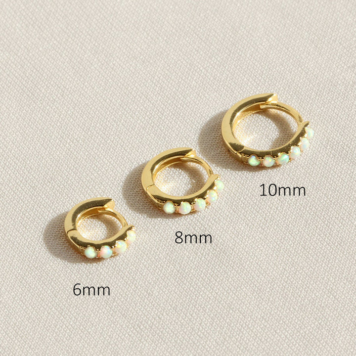 Boucles d'oreilles créoles Olivenorma en argent sterling S925 avec opale