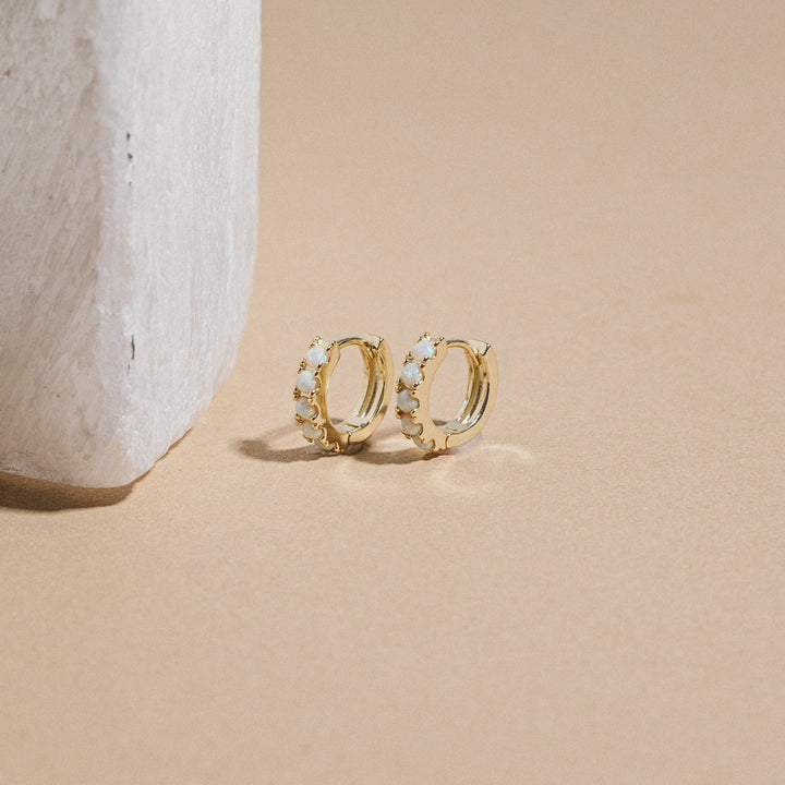 Boucles d'oreilles créoles Olivenorma en argent sterling S925 avec opale