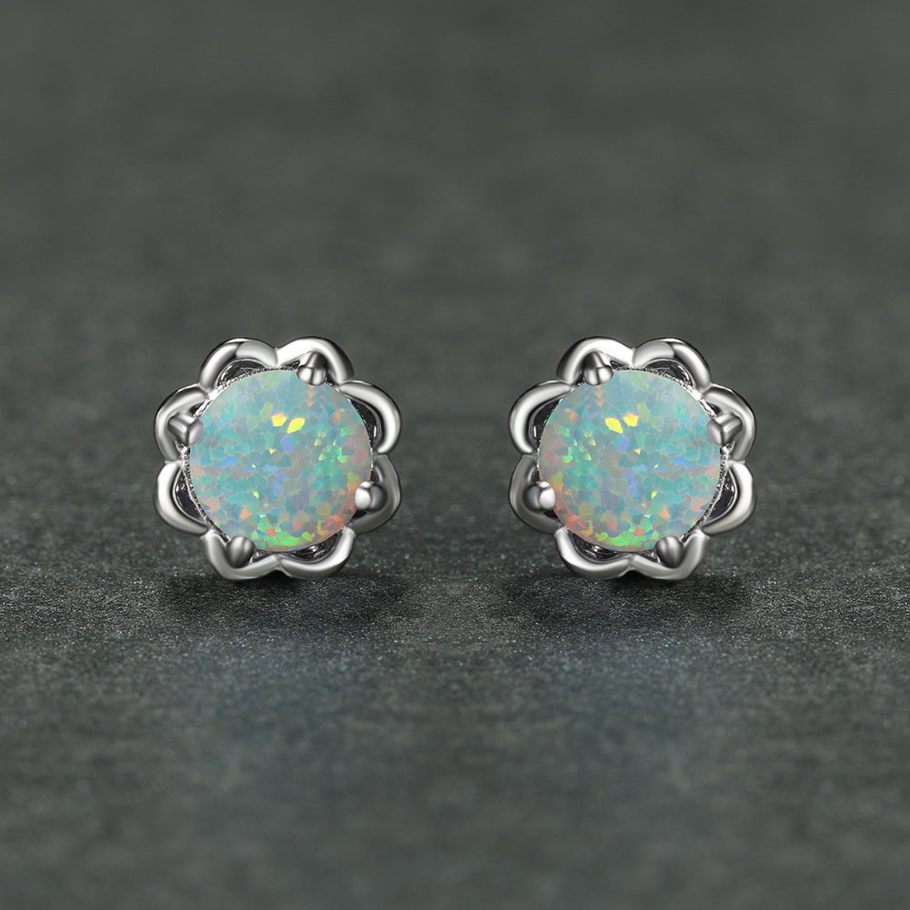 Boucles d'oreilles de luxe Olivenorma à quatre griffes en opale - Opale blanche - image 6