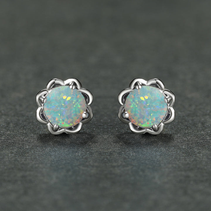 Boucles d'oreilles de luxe Olivenorma à quatre griffes en opale - Opale blanche - image 6