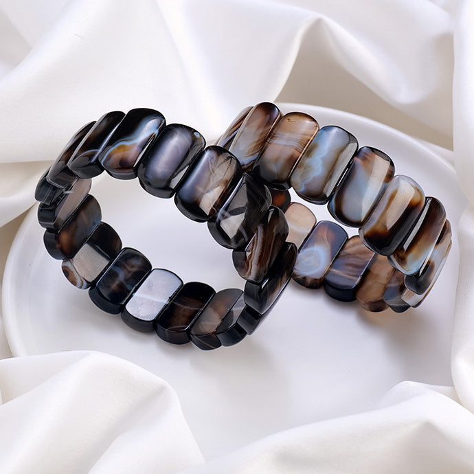 Bracelet en perles rectangulaires en sardonyx naturel Olivenorma