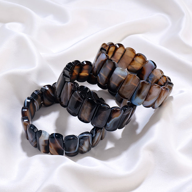 Bracelet en perles rectangulaires en sardonyx naturel Olivenorma