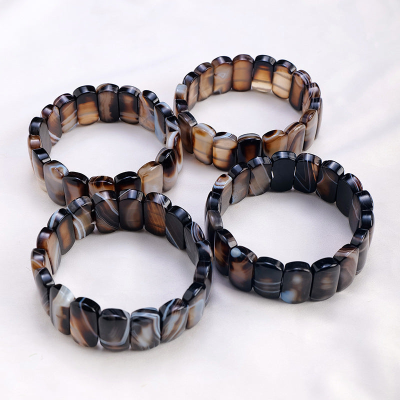 Bracelet en perles rectangulaires en sardonyx naturel Olivenorma