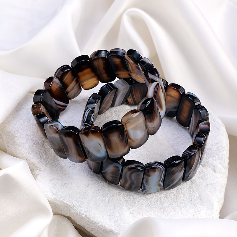 Bracelet en perles rectangulaires en sardonyx naturel Olivenorma