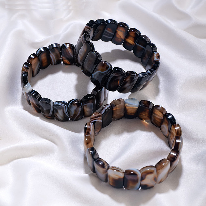 Bracelet en perles rectangulaires en sardonyx naturel Olivenorma