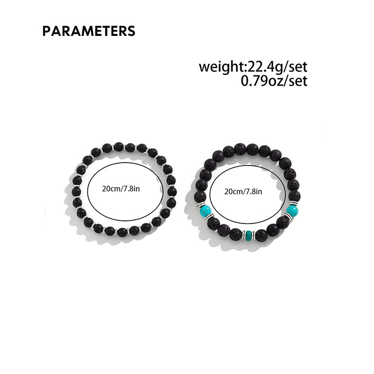 Ensemble de bracelets pour hommes en pierre de lave turquoise Olivenorma 