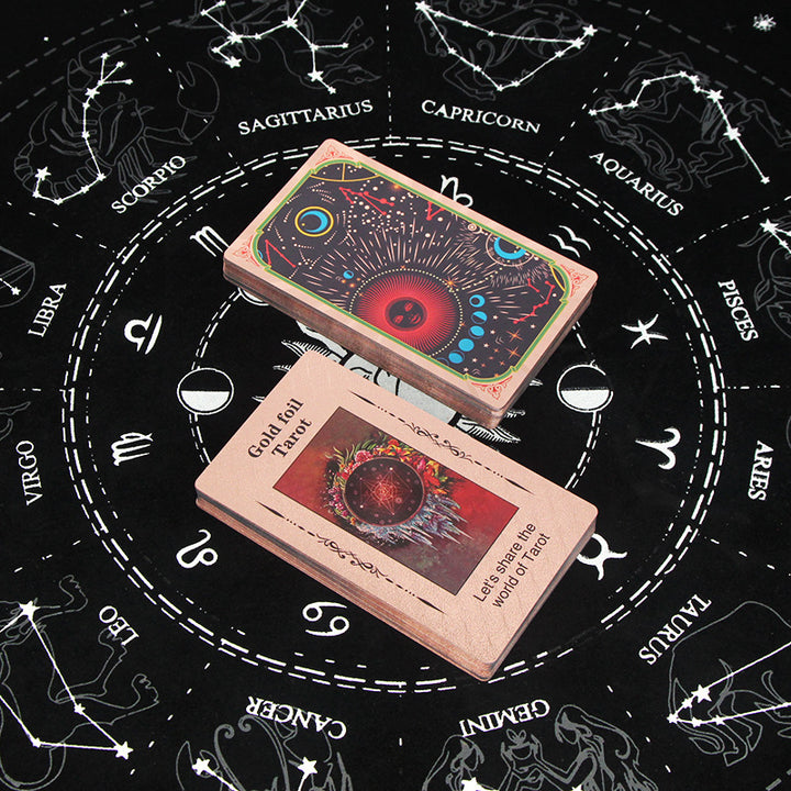 Carte de tarot en PVC imperméable à imprimé cosmique Olivenorma en or rose