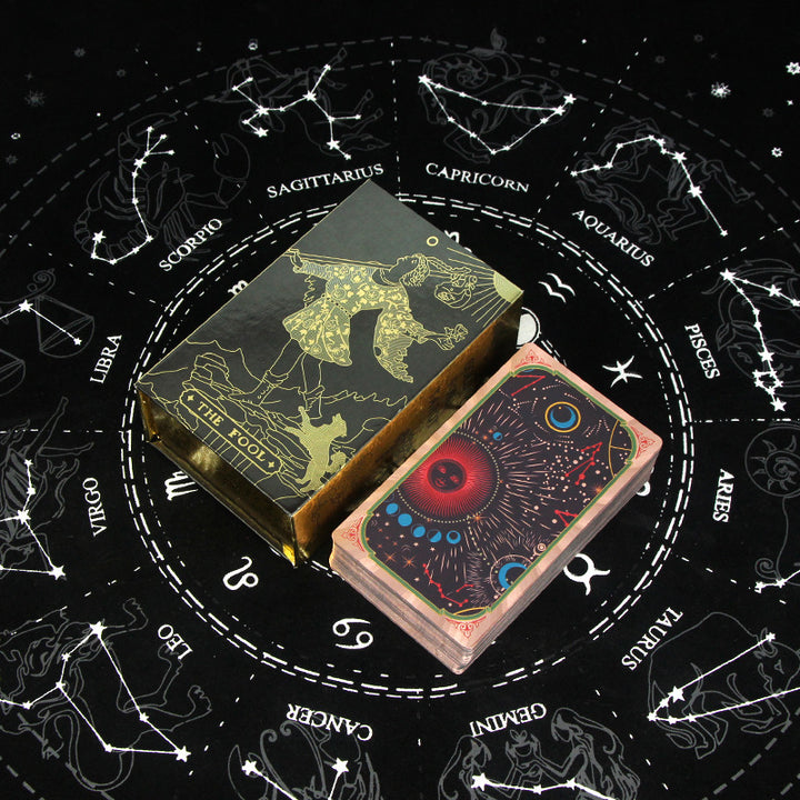 Carte de tarot en PVC imperméable à imprimé cosmique Olivenorma en or rose