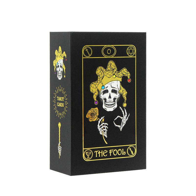 Carte de tarot imperméable en PVC noir et doré avec motif de crâne Olivenorma