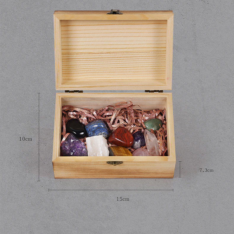 Coffret en bois et cristal Olivenorma 11 types de pierres naturelles