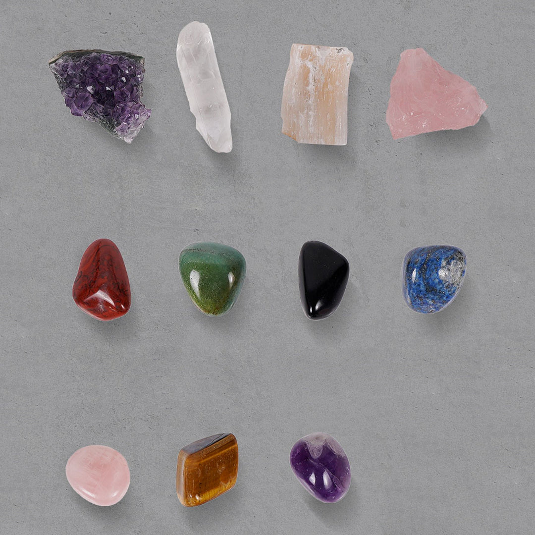 Coffret en bois et cristal Olivenorma 11 types de pierres naturelles