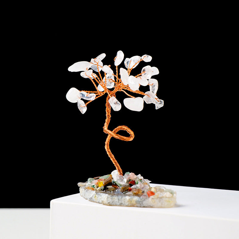 Olivenorma 1pc Arbre à argent Arbre Feng Shui enveloppé de fil de cuivre 