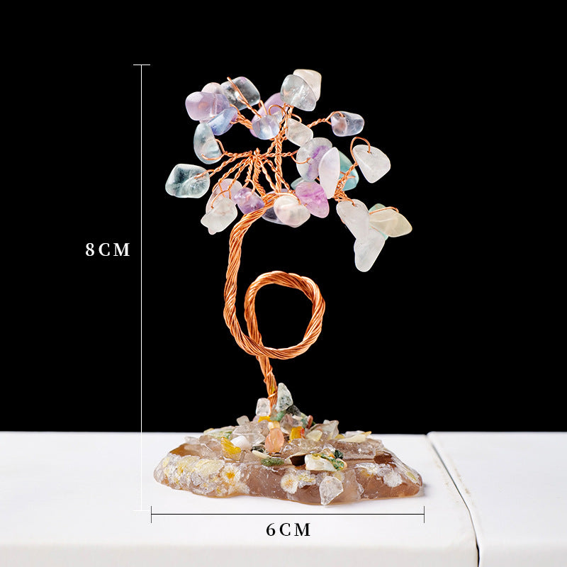 Olivenorma 1pc Arbre à argent Arbre Feng Shui enveloppé de fil de cuivre 
