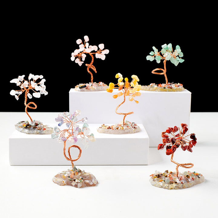 Olivenorma 1pc Arbre à argent Arbre Feng Shui enveloppé de fil de cuivre 