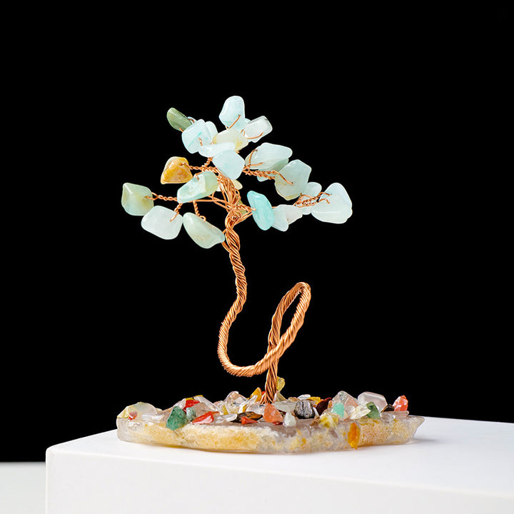 Olivenorma 1pc Arbre à argent Arbre Feng Shui enveloppé de fil de cuivre 
