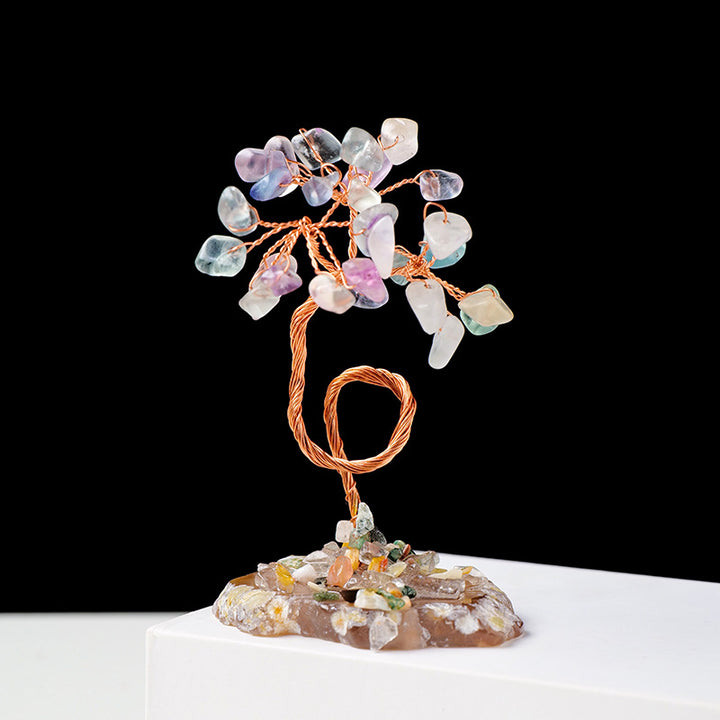 Olivenorma 1pc Arbre à argent Arbre Feng Shui enveloppé de fil de cuivre 