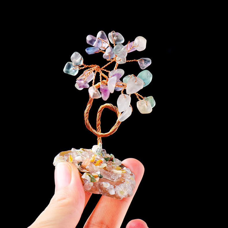 Olivenorma 1pc Arbre à argent Arbre Feng Shui enveloppé de fil de cuivre 