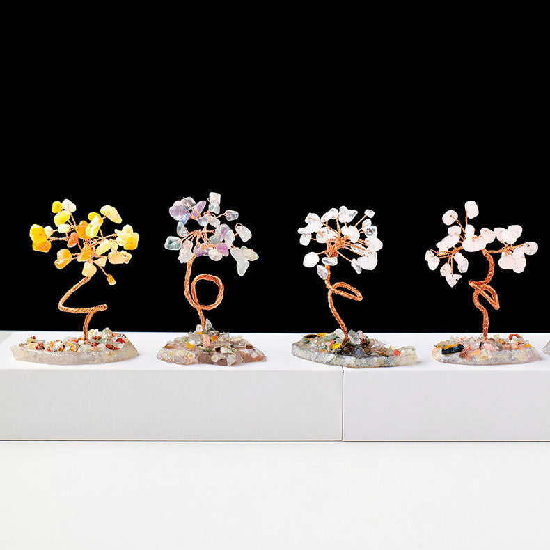 Olivenorma 1pc Arbre à argent Arbre Feng Shui enveloppé de fil de cuivre 
