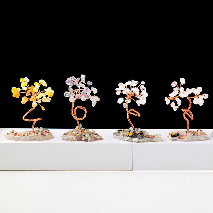 Olivenorma 1pc Arbre à argent Arbre Feng Shui enveloppé de fil de cuivre 