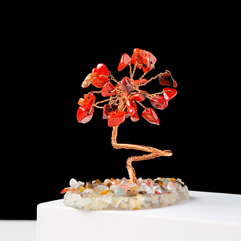 Olivenorma 1pc Arbre à argent Arbre Feng Shui enveloppé de fil de cuivre 