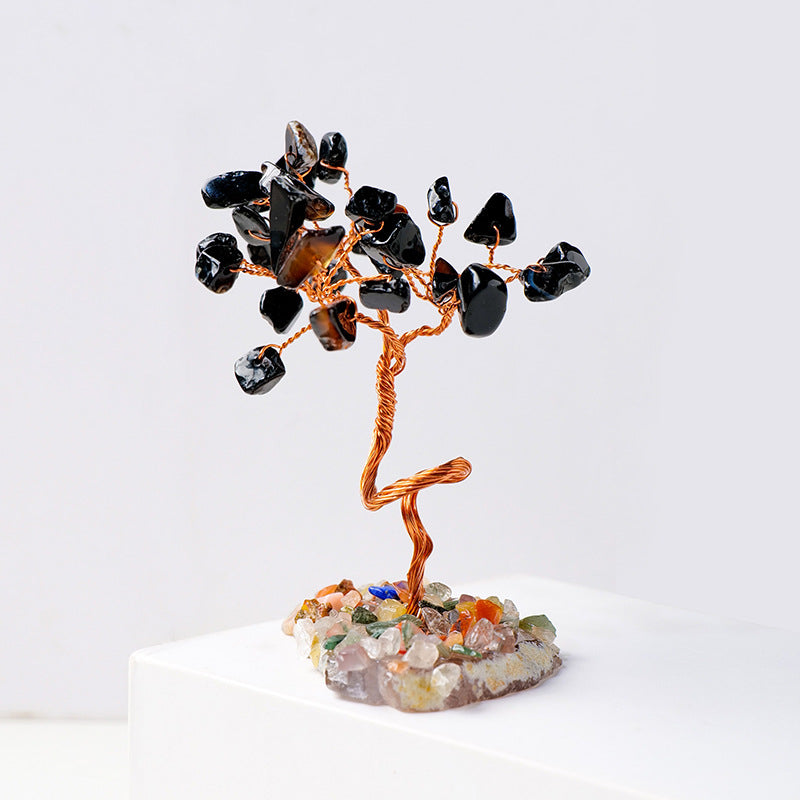 Olivenorma 1pc Arbre à argent Arbre Feng Shui enveloppé de fil de cuivre 