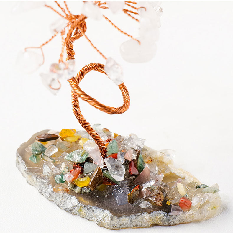 Olivenorma 1pc Arbre à argent Arbre Feng Shui enveloppé de fil de cuivre 