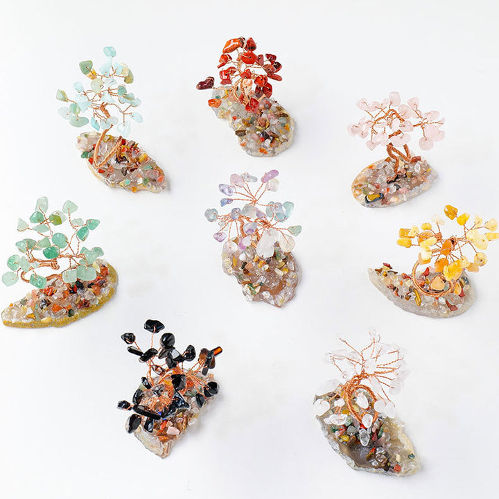 Olivenorma 1pc Arbre à argent Arbre Feng Shui enveloppé de fil de cuivre 