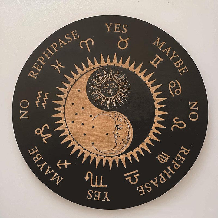 Olivenorma Plaque d'énergie ronde en bois sculpté à sept étoiles Décoration