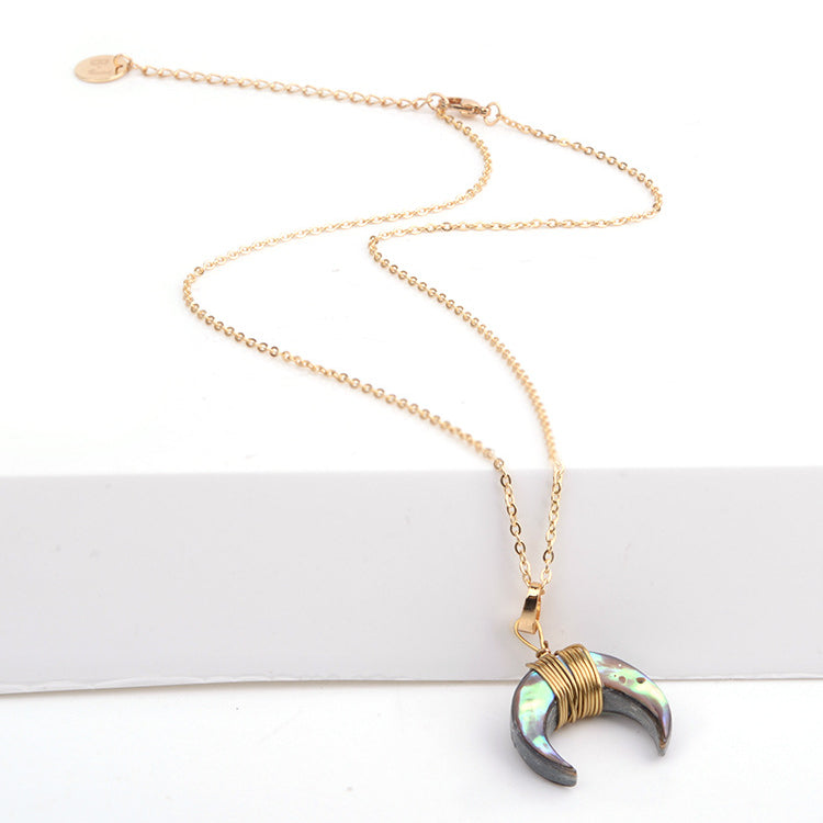Collier croissant de lune en pierres précieuses Olivenorma