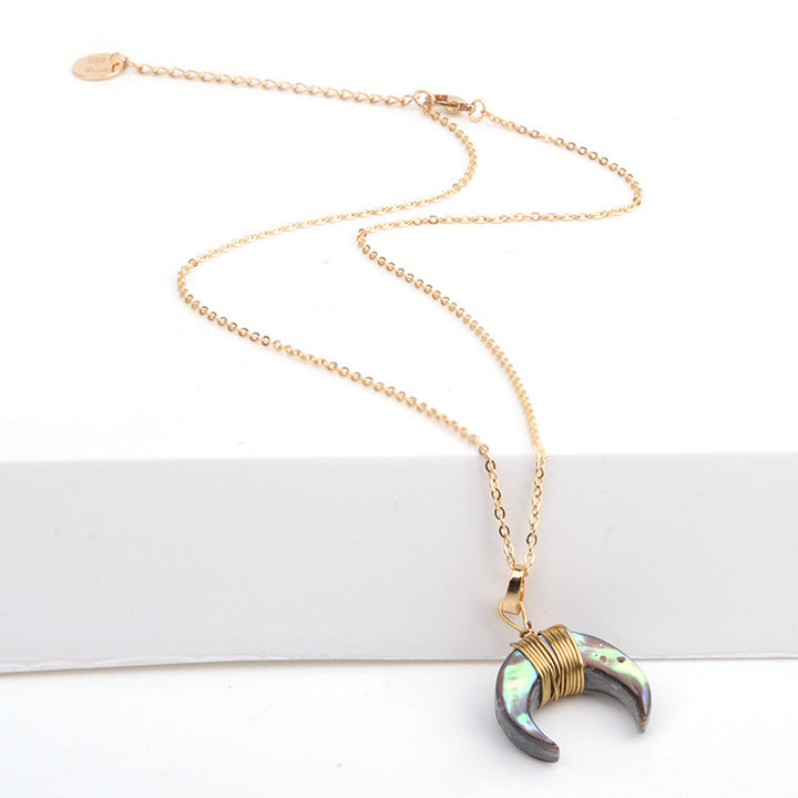 Collier croissant de lune en pierres précieuses Olivenorma