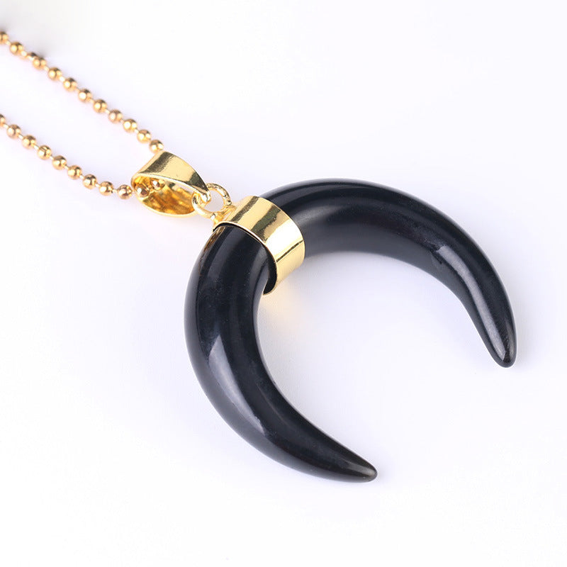 Collier croissant de lune en pierres précieuses Olivenorma
