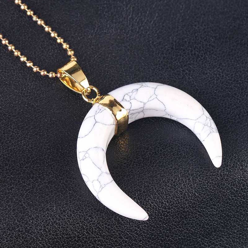 Collier croissant de lune en pierres précieuses Olivenorma - Turquoise blanche - image 23