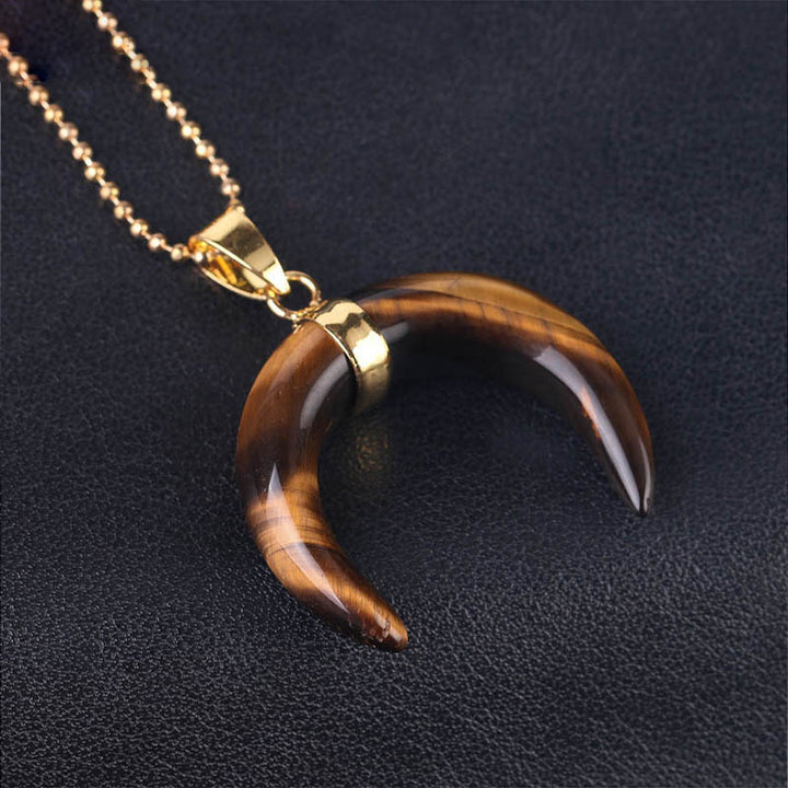 Collier croissant de lune en pierres précieuses Olivenorma - Oeil de tigre - image 20