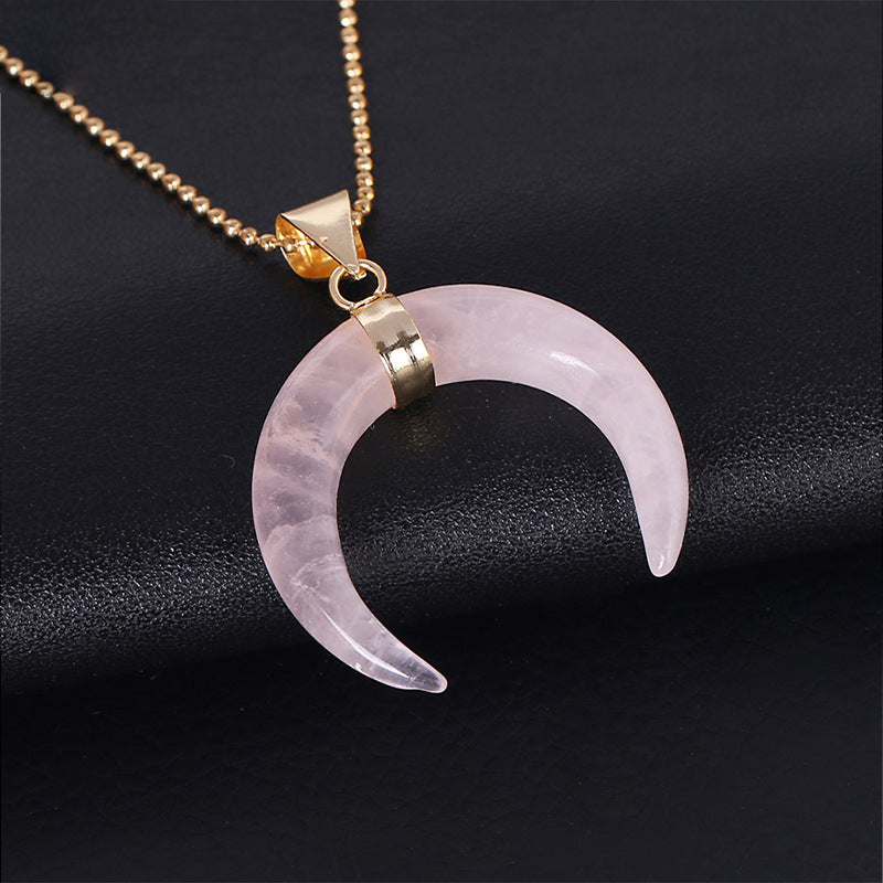 Collier croissant de lune en pierres précieuses Olivenorma - Quartz rose - image 31