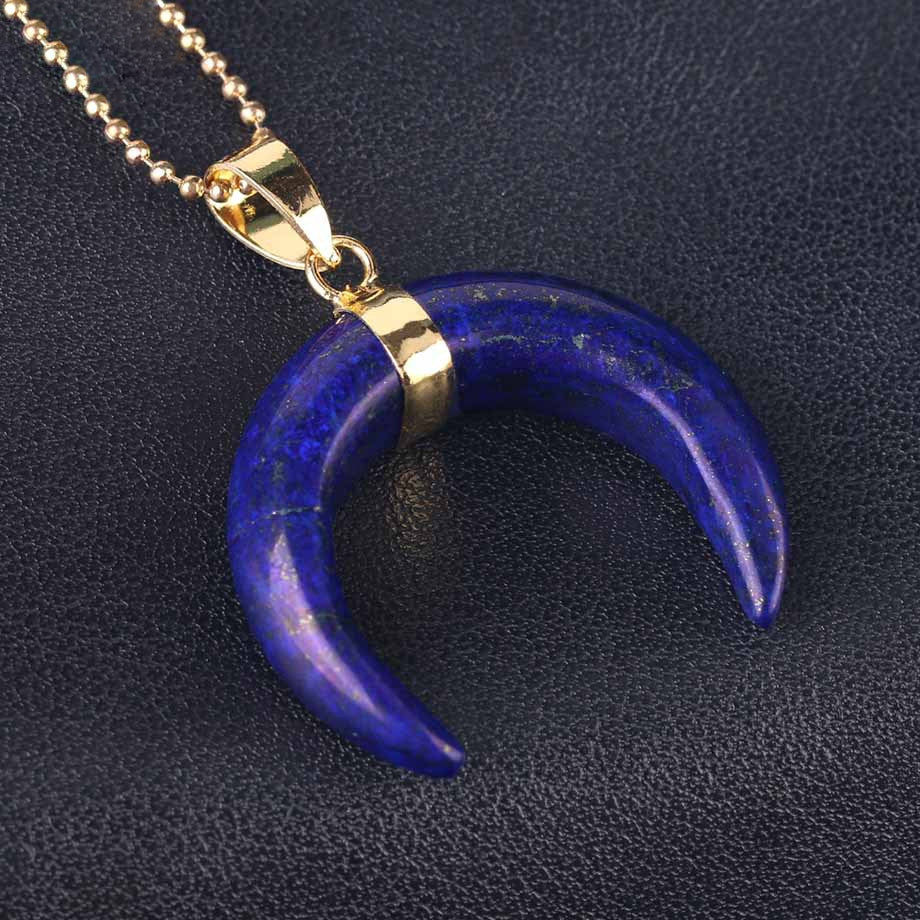 Collier croissant de lune en pierres précieuses Olivenorma