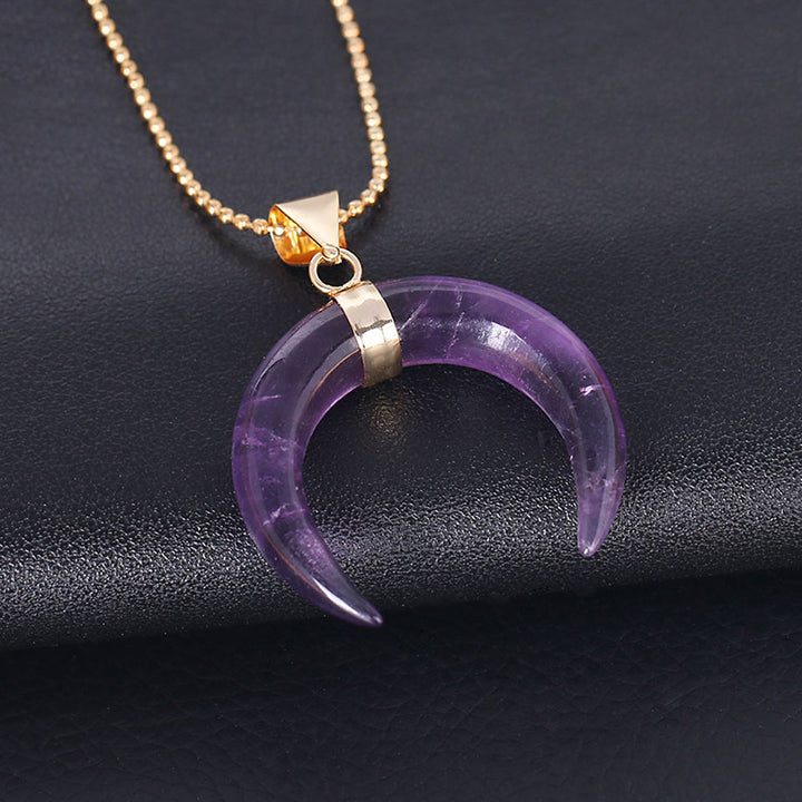 Collier croissant de lune en pierres précieuses Olivenorma - Améthyste - image 37