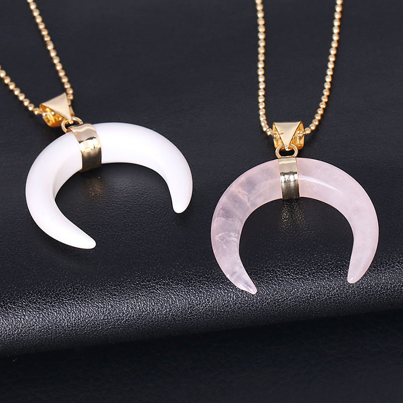 Collier croissant de lune en pierres précieuses Olivenorma