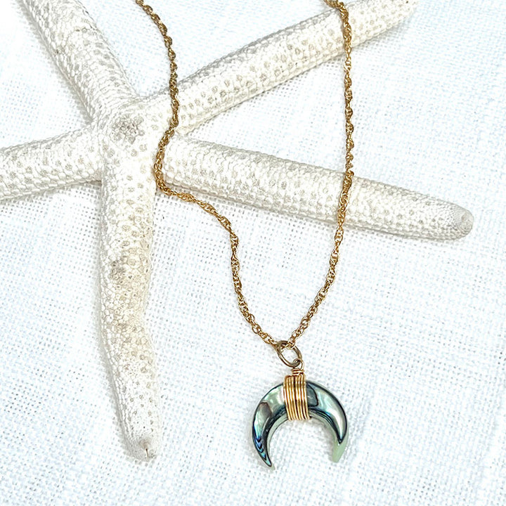 Collier croissant de lune en pierres précieuses Olivenorma