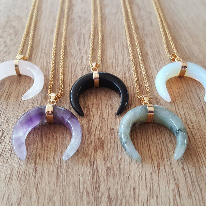 Collier croissant de lune en pierres précieuses Olivenorma