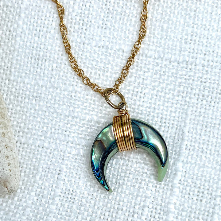 Collier croissant de lune en pierres précieuses Olivenorma