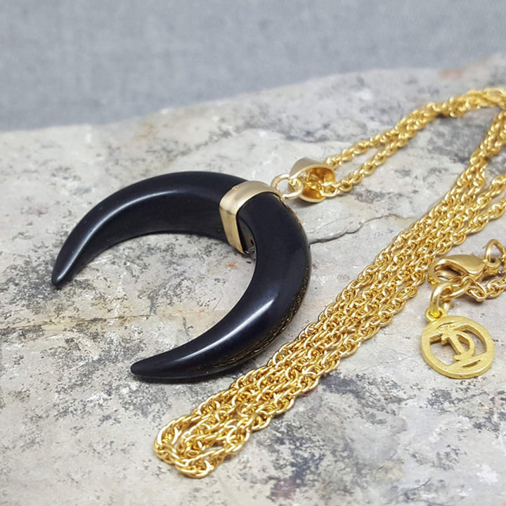 Collier croissant de lune en pierres précieuses Olivenorma