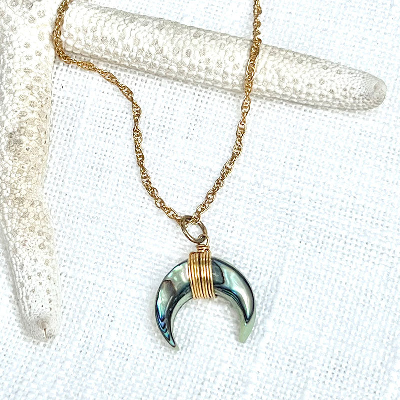 Collier croissant de lune en pierres précieuses Olivenorma