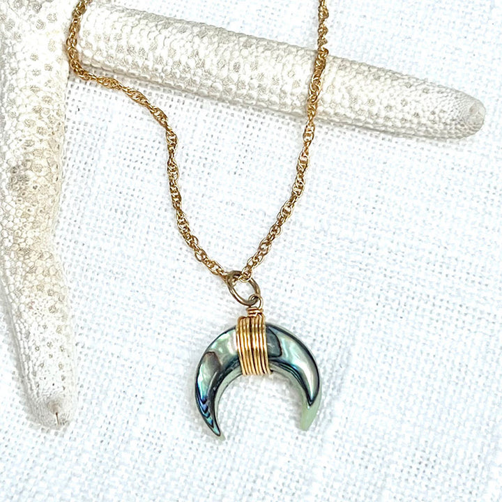 Collier croissant de lune en pierres précieuses Olivenorma
