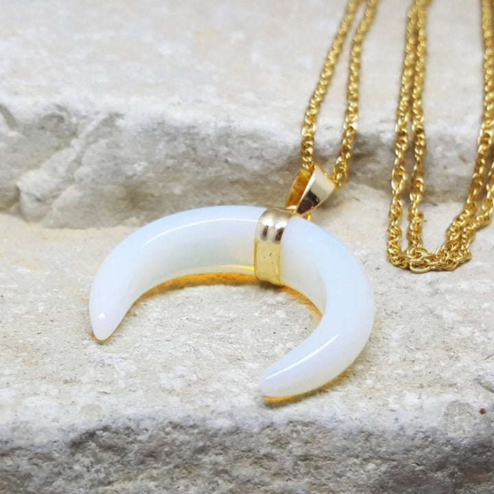 Collier croissant de lune en pierres précieuses Olivenorma