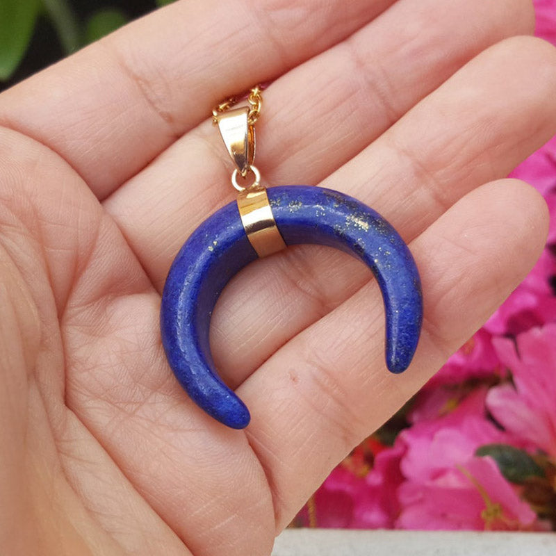 Collier croissant de lune en pierres précieuses Olivenorma