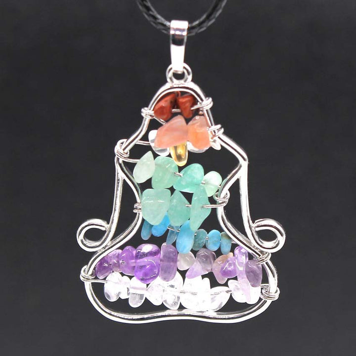 Collier avec pendentif en cristal de chakra Olivenorma , collier de méditation et de yoga enveloppé de fil